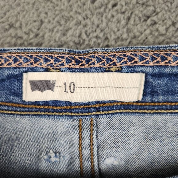 Levi's Mid Length Denim Shorts Size 10 Mid Rise Stretch Zip Fly Medium Blue Wash - Picture 8 of 12